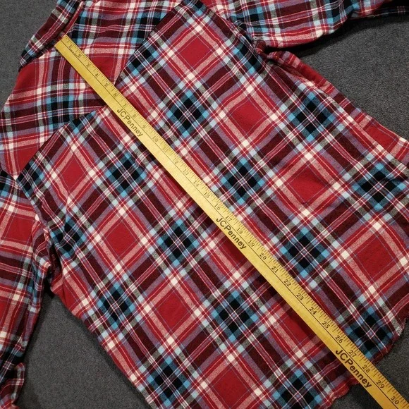 Wrangler Flannel Shirt Mens Large Red Blue Plaid Vintage Pearl Snap Button Up‎ - Picture 5 of 6